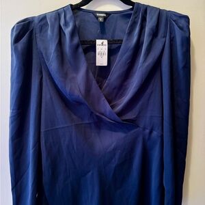 Express Navy Blue Draped Blouse